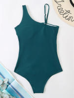 Bañador de una pieza para mujer, nuevo traje de baño liso sin espalda, con correa ajustable, Sexy para playa, - details 8