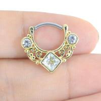 Anillo de acero quirúrgico de circón para mujer, joyería redonda de 10mm para la nariz, piercing para el cartílago, joyería para el cuerpo, 1 unidad, 2021 - details 4