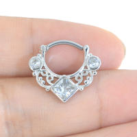 Anillo de acero quirúrgico de circón para mujer, joyería redonda de 10mm para la nariz, piercing para el cartílago, joyería para el cuerpo, 1 unidad, 2021 - details 3