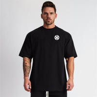Oversized Summer Mens Trend Fashion Loose Short Sleeve T-shirt Gym Bodybuilding Fitness Training T-shirt Street Hip Hop Tshirt - details 2