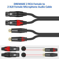 DREMAKE-Cable de Audio HiFi Dual RCA hembra a Dual XLR hembra, Cable de conexión de micrófono RCA a XLR para consola mezcladora, DVD, sistema de estéreo doméstico - details 2