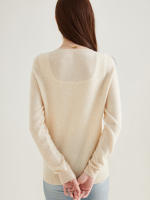 LINY XIN Women's Crew Neck Cardigan Sweater 100% Merino Wool Spring Fall Lightweight Soft Long Sleeve Knitted Coat - details 6