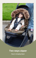 Bolsa de banderines cálida para bebé, saco universal impermeable para cochecito de niño pequeño, se adapta a la mayoría de los cochecitos, verde militar, longitud 92 cm - details 2