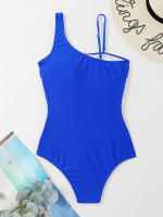 Bañador de una pieza para mujer, nuevo traje de baño liso sin espalda, con correa ajustable, Sexy para playa, - details 24