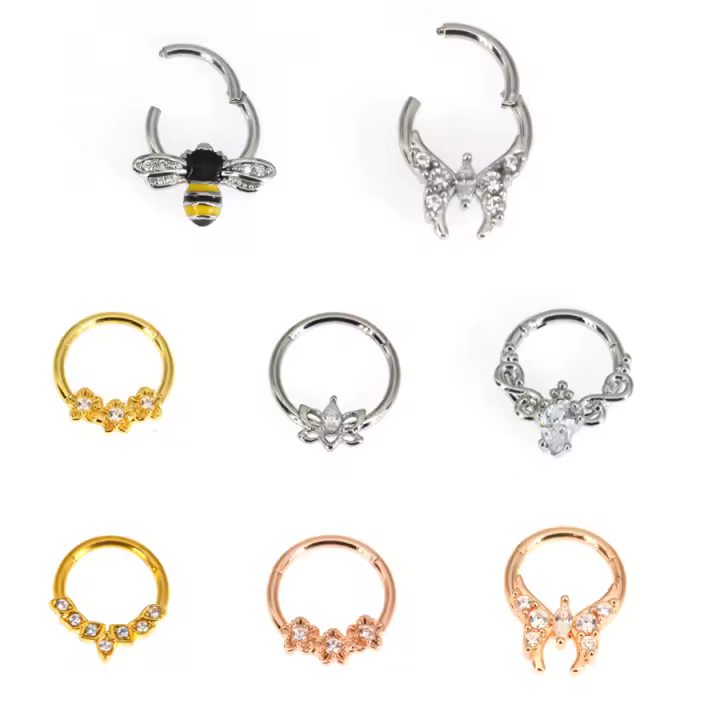 Anillo de Nariz de Zirconia Cúbica sin Alergias de Starbeauty Piercing de Alta Calidad Joyería Corporal de Metal 16G para Fiestas y Ocasiones Especiales - 1
