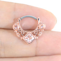 Anillo de acero quirúrgico de circón para mujer, joyería redonda de 10mm para la nariz, piercing para el cartílago, joyería para el cuerpo, 1 unidad, 2021 - details 2