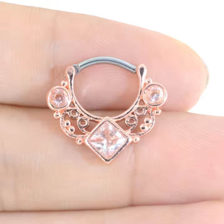 Anillo de acero quirúrgico de circón para mujer, joyería redonda de 10mm para la nariz, piercing para el cartílago, joyería para el cuerpo, 1 unidad, 2021 - 1