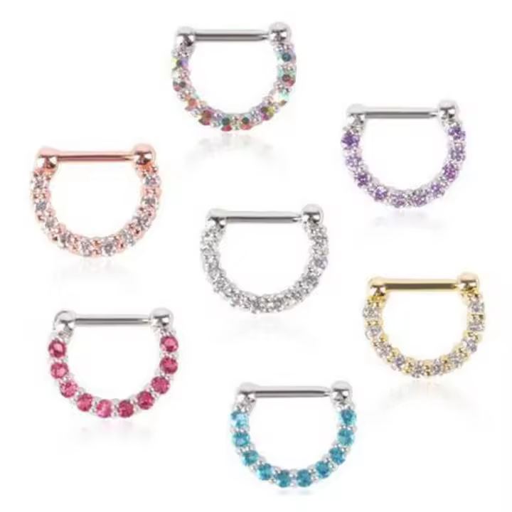 Anillo de Nariz falso de cristal para mujer, Piercing corporal, joyería corporal, Clip, nuevo diseño, 1 unidad - 1