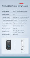Adaptador de Audio inalámbrico 2 en 1, transmisor receptor Bluetooth 5,4, micrófono de sonido sin pérdidas AUX de 3,5mm para altavoz de coche, TV, PC y avión - details 15