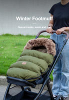 Bolsa de banderines cálida para bebé, saco universal impermeable para cochecito de niño pequeño, se adapta a la mayoría de los cochecitos, verde militar, longitud 92 cm - details 0