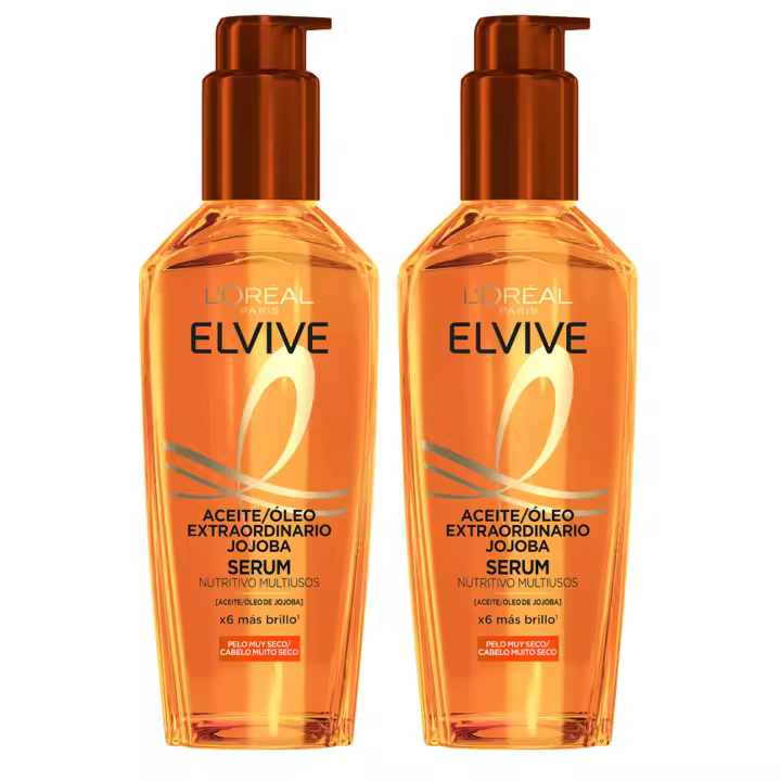 L'Oréal Paris | Elvive Aceite Extraordinario Serum Nutritivo Multiusos Con Aceite de Jojoba Para Pelo Muy Seco 2x100ml - 1