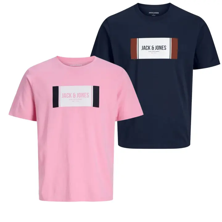 Jack & Jones Hombre Pack 2 Camisetas De Algodón Mod JJHAYATO - JJGEM , Logo estampado Muy suave Ref 12278508 - 1