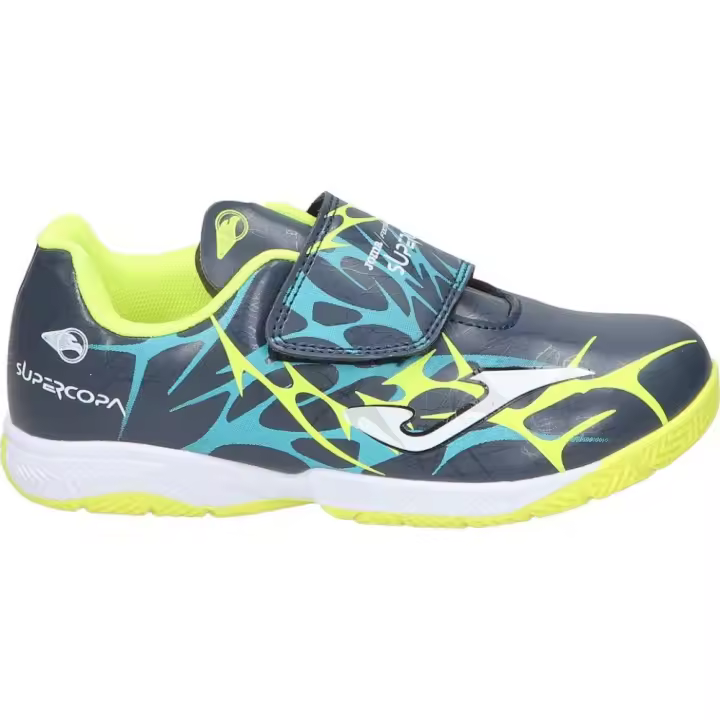 JOMA | Zapatillas de Fútbol Sala Joma Super Copa Jr 25 para Niño – Zapatilla Sala en Color Azul y Amarillo con Detalles de Colores – Deportivas Indoor con Cierre de Velcro – Estilo Deportivo – Modelo SCJS2503INV - 1