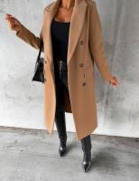 Nueva Chaqueta De Moda Para Mujer 2025 Otoño Invierno Cuello En V Largo Con Bolsillos Doble Botón Estilo Casual Largo (26+ Pulgadas) - details 4