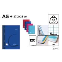 Cervantes - Libreta Cuaderno Microperforado A5+, 120 Hojas Tapa Plastica 90 g Cuadrícula 5x5 mm - details 0