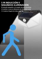 Lámpara De Pared Solar 100LED Impermeable Con Sensor De Movimiento Para Jardín Decorativa Iluminación Exterior Solar Energizada - details 1