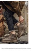 Botas De Cuero Impermeables Para Hombre Botines De Moda Casual Para Otoño Y Primavera Zapatos De Deporte De Media Calf High Para Senderismo Exterior - details 7