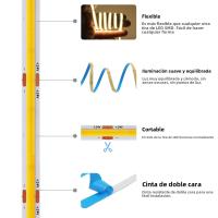 Tira LED COB Flexible 5M/10M 12V/24V 320Leds/M 4000K 6000K Luz Fila De LED Alta Densidad Calor Natural Blanco Para Decoración De Hogar - details 15