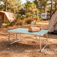 Aktive - Mesa baja plegable, 60x40x25 cm, menta, estructura de aluminio, soporta 30 kg, asa bandolera transporte, de camping, playa, jardín - details 2