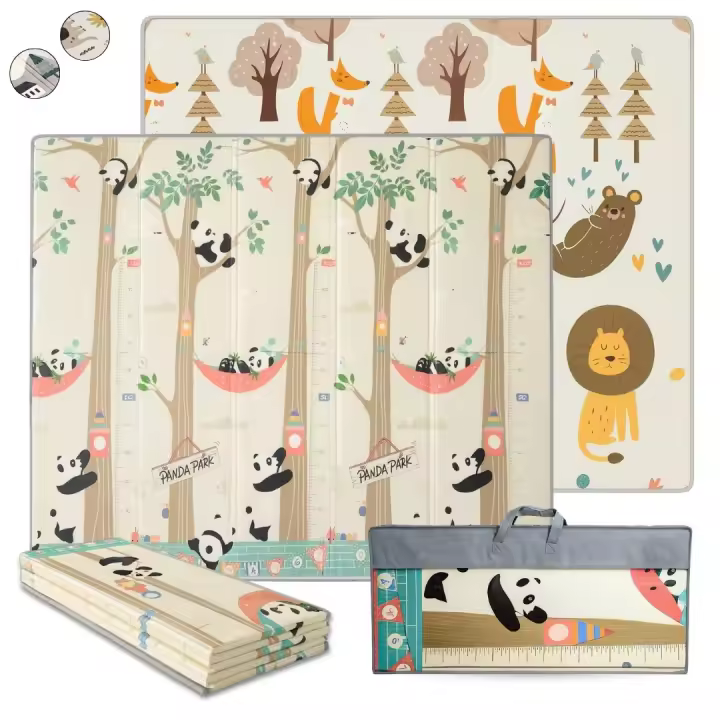 BATHBY Alfombra Bebé Plegable Impermeable Acolchada 1cm Reversible con Números y Letras para Gatear y Jugar - 1