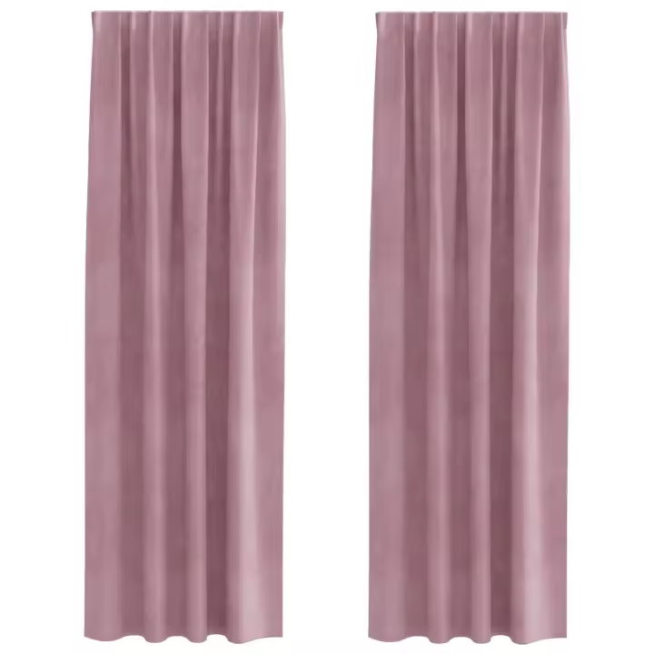 Cortinas Blackout de vidaXL con cinta superior 2 pcs de terciopelo rosa oscuro - 1