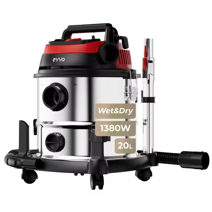 Aspirador Sólidos y Líquidos EVVO AE84, 1380W, 20L, Función Soplado y Filtro HEPA - 1