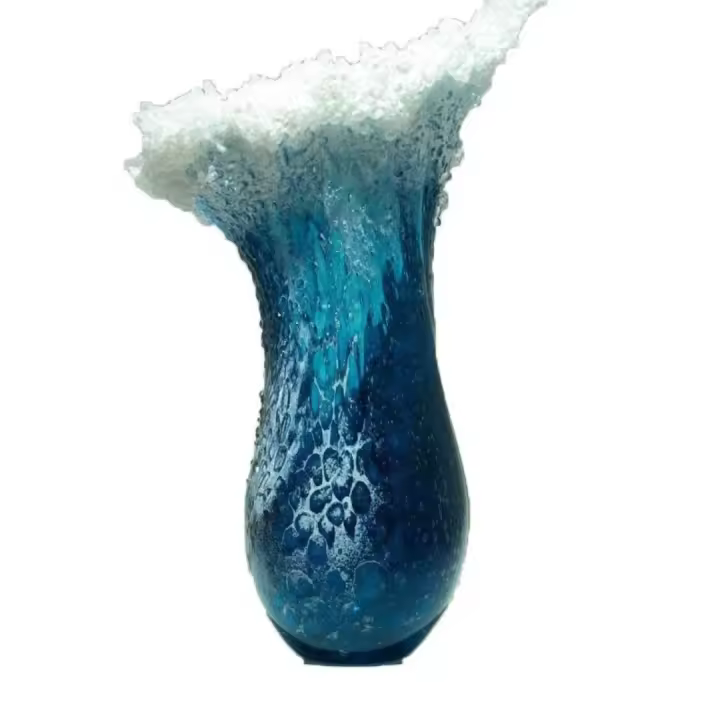 Jarrón Ola Marina - Decorativo de Resina Azul Oceánico, Pieza de Arte para Decoración de Hogar y Diseño de Interiores - 1