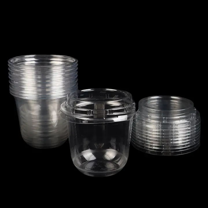 10Pcs Copas De Mousse Desechables De 10Oz Con Tapa Cajas De Plástico Transparentes Para Helado Postre Picnic Jalea Yogur - 1