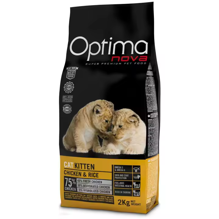 Pienso para Gatos Cachorros Optima Nova Cat Kitten 2 Kg. Pollo y Arroz - 1