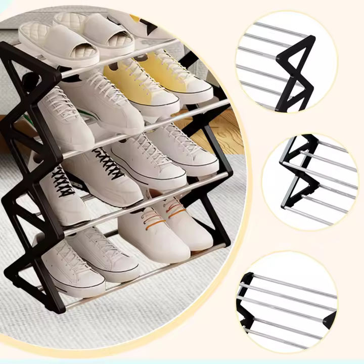 Organizador De Zapatos En Forma De X De 4 Niveles Ligero Visibilidad Rápida De Encontrar Fácil De Montar Versátil Con Borde Suave 42x18.5x49.5cm - 1