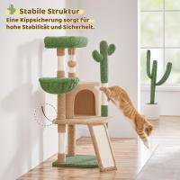 Cactus-Shaped Cat Scratching Tree with Observation Platform, Cave, and Sisal Logs, 42.5×42.5×106.5 cm, Brown and Green - details 0