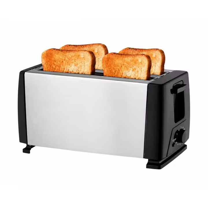 Tostadora de Acero Inoxidable 1500W | 4 rebanadas | Ranura doble extra ancha | 6 niveles de tostado | Expulsión automática | Diseño premium - 1