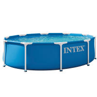 INTEX - Piscina desmontable redonda, Metal Frame, estructura tubos acero, lona tricapa PVC- Poliéster, interior efecto gresite, conexiones de Ø32 mm, a partir de 6 años, piscinas circulares, piscina jardín - details 3