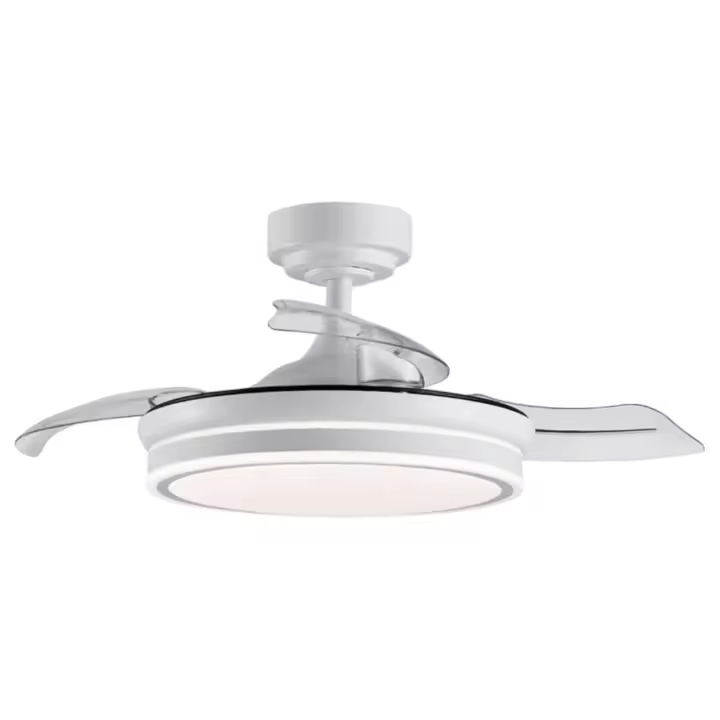 Ventilador de techo con luz LED Blanco en 3 Temperaturas de Luz con Mando a Distancia -Motor DC Eficiente y Silencioso, 3 tonalidades, aspas desplegables retráctiles, 6 velocidades, control remoto, memoria, temporizador. - 1
