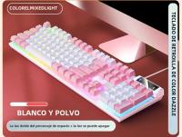 Teclado Gaming K500 Con Keycaps Blanco Y Rosa Mezclados 104 Teclas Cableado Para Laptop PC Estilo Mécanico Interfaz USB - details 10