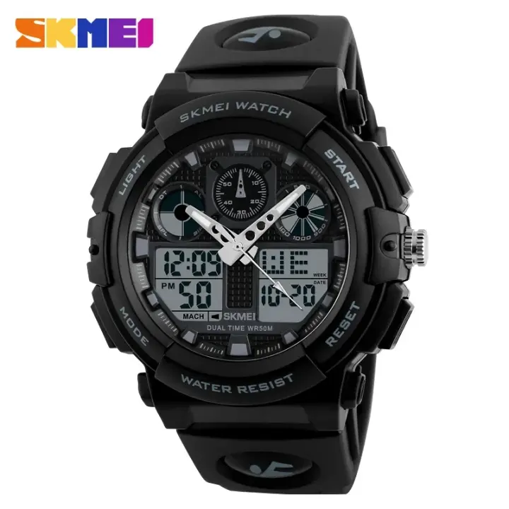 Reloj Deportivo SKMEI 1270 Para Hombre Con Cronógrafo Digital Doble Resistente Al Agua 50M Pantalla De La Semana Reloj De Pulsera Masculino - 1