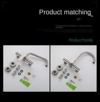 Grifo giratorio De acero inoxidable para cocina, grifería De doble orificio para montaje en pared, frío y caliente, para balcón - details 8