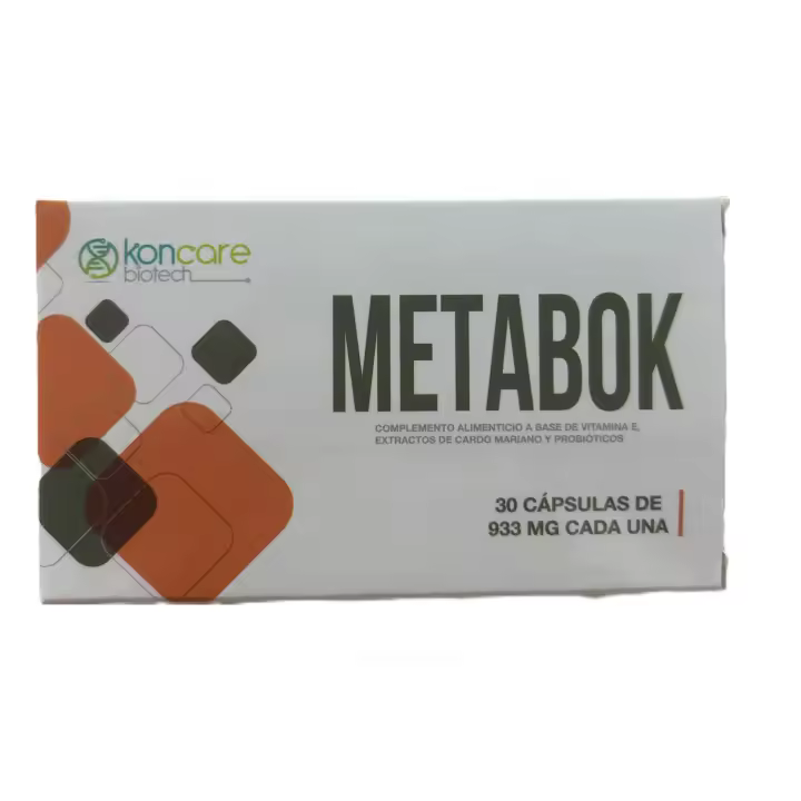 METABOK 30 CÁPSULAS - Complemento alimenticio a base de vitamina E, extractos de cardo mariano y probióticos - Koncare Biotech. - 1