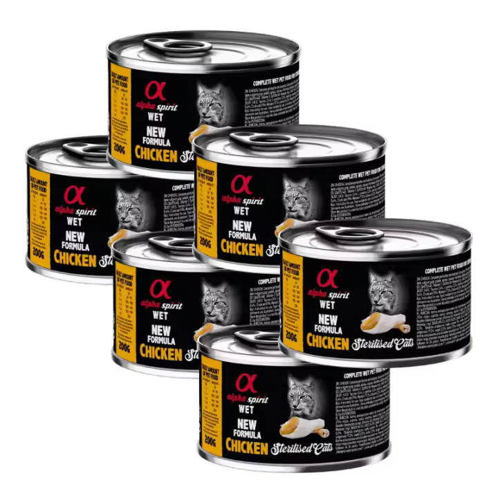Alpha Spirit Alimento Húmedo para Gatos Esterilizados sabor Pollo – Latas de 100 g y 200 g | 100% Natural y Sin Cereales - 1