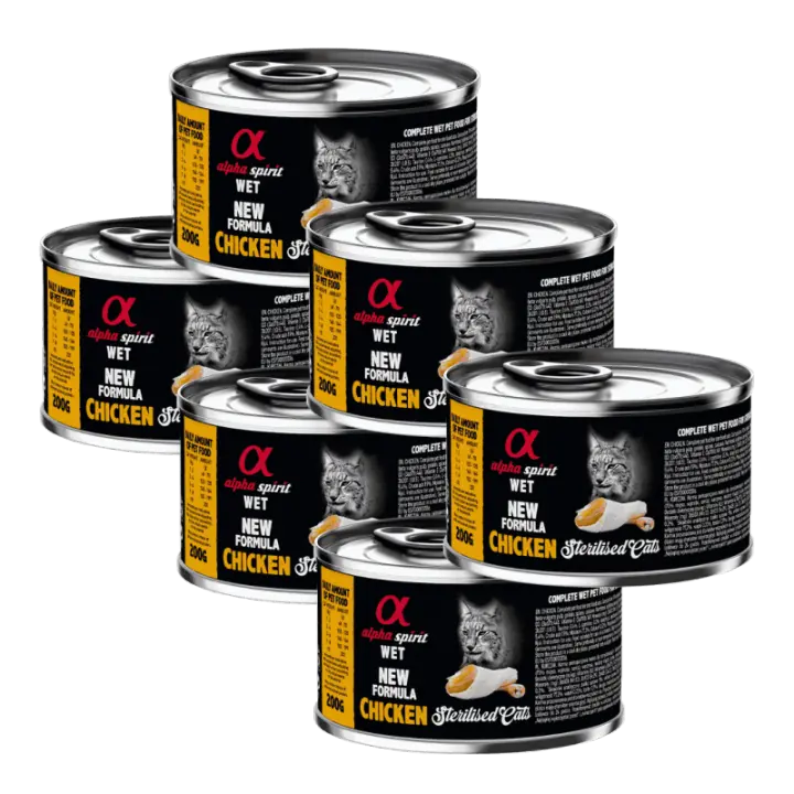 Alpha Spirit Alimento Húmedo para Gatos Esterilizados sabor Pollo – Latas de 100 g y 200 g | 100% Natural y Sin Cereales - 1