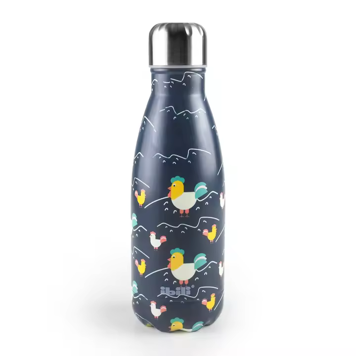 IBILI ZOO - Botella Térmica Reutilizable de 0.35L en Acero Inoxidable. Azul Oscuro - 1