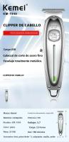 Cortador De Pelo Kemei KM-TX1 KM-2010 KM-1949 Profesional Recargable Para Hombres Corte De 0.5-10 Mm Acero Inoxidable Plata Y Oro - details 9