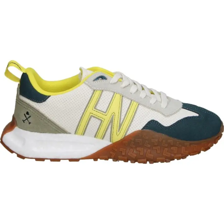 HARPER&NEYER | Zapatillas Casual HARPER&NEYER Carcross Point para Hombre – Deportiva Blanca con Detalles en Azul Marino y Amarillo – Sneakers con Cordones – Cómodas y Versátiles – Estilosas - 1