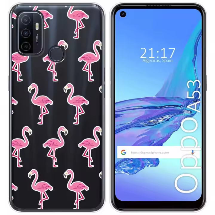 Tumundosmartphone Funda Gel Transparente para Oppo A53 / A53s diseño Flamenco Dibujos - 1