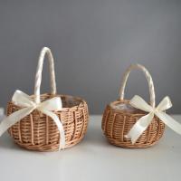 Cesta De Flores Tejida Antirratan Para Almacenamiento Hecha a Mano Cesta De Novia Con Flores Para Decoración De Hogar Y Bodas - details 0