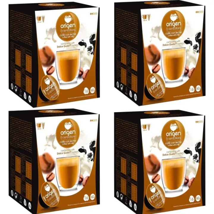 4 cajas deCafé con leche, 16 cápsulas Origen & Sensations compatibles Dolce Gusto - 1