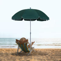 Outsunny Sombrilla de Playa Diámetro de Ø202 cm con Techo Inclinable Poste Desmontable y Pincho Inferior para Jardín - details 1