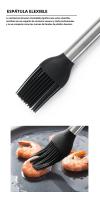 1-Pack Utensilios De Cocina De Silicona Con Mango De Acero Inoxidable Resistente Al Calor Cuchara De Sopa Colador De Pasta Accesorios De Cocina Ecológicos - details 8