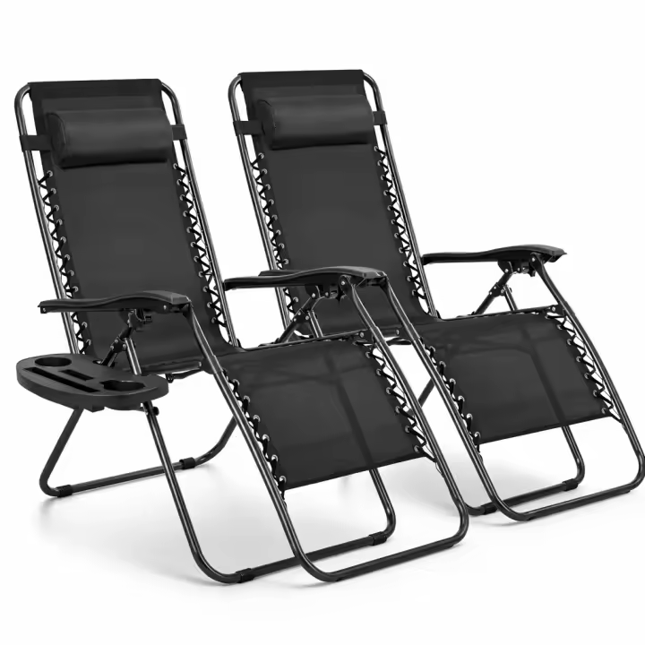T-LoVendo Pack 2 Tumbonas o Sillas de Exterior Plegables para jardín | Playa | Piscina o Terraza | Hamacas Reclinables Camping con Portavasos y Reposacabezas | Hasta 150kg | Silla plegable playa o Tumbona - 1