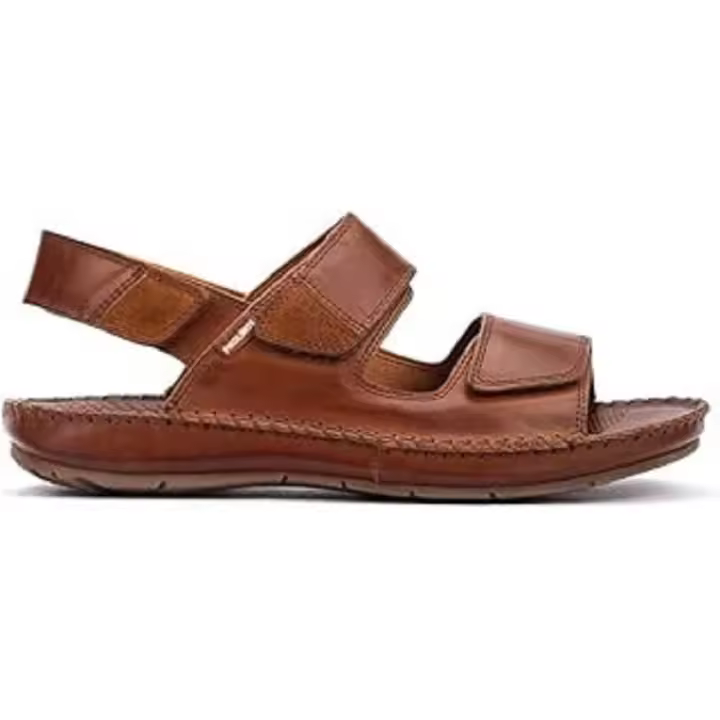 PIKOLINOS TARIFA 06J-0017C1 SANDALIA DE PIEL DE PRIMERA CALIDAD DE HOMBRE EN COLOR CUERO; AJUSTABLE CON VELCROS. - 1